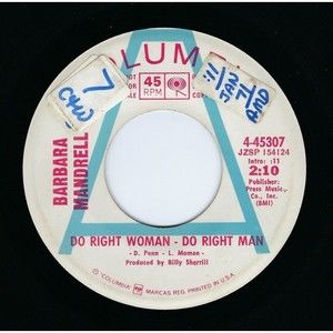 Barbara Mandrell Promo 45 Do Right Woman-Do Right Man / The Letter VG Country